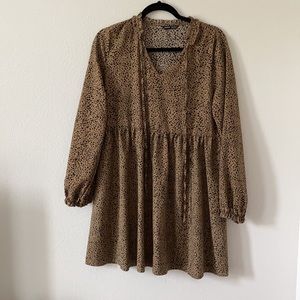 Dalmatian print tie smock dress